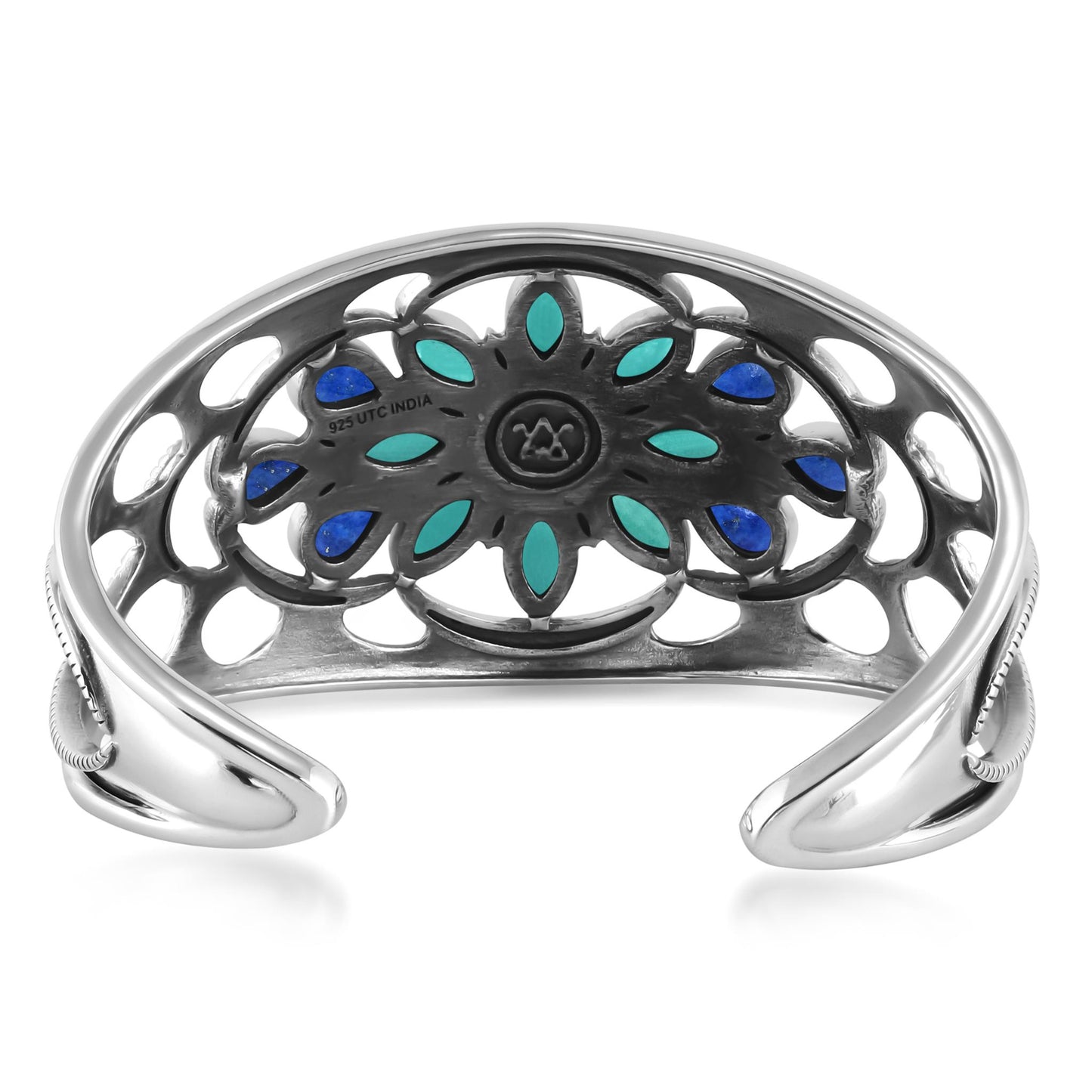Sterling Silver Multi Gemstone Bold Cluster Cuff