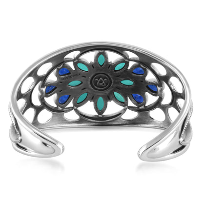 Sterling Silver Multi Gemstone Bold Cluster Cuff