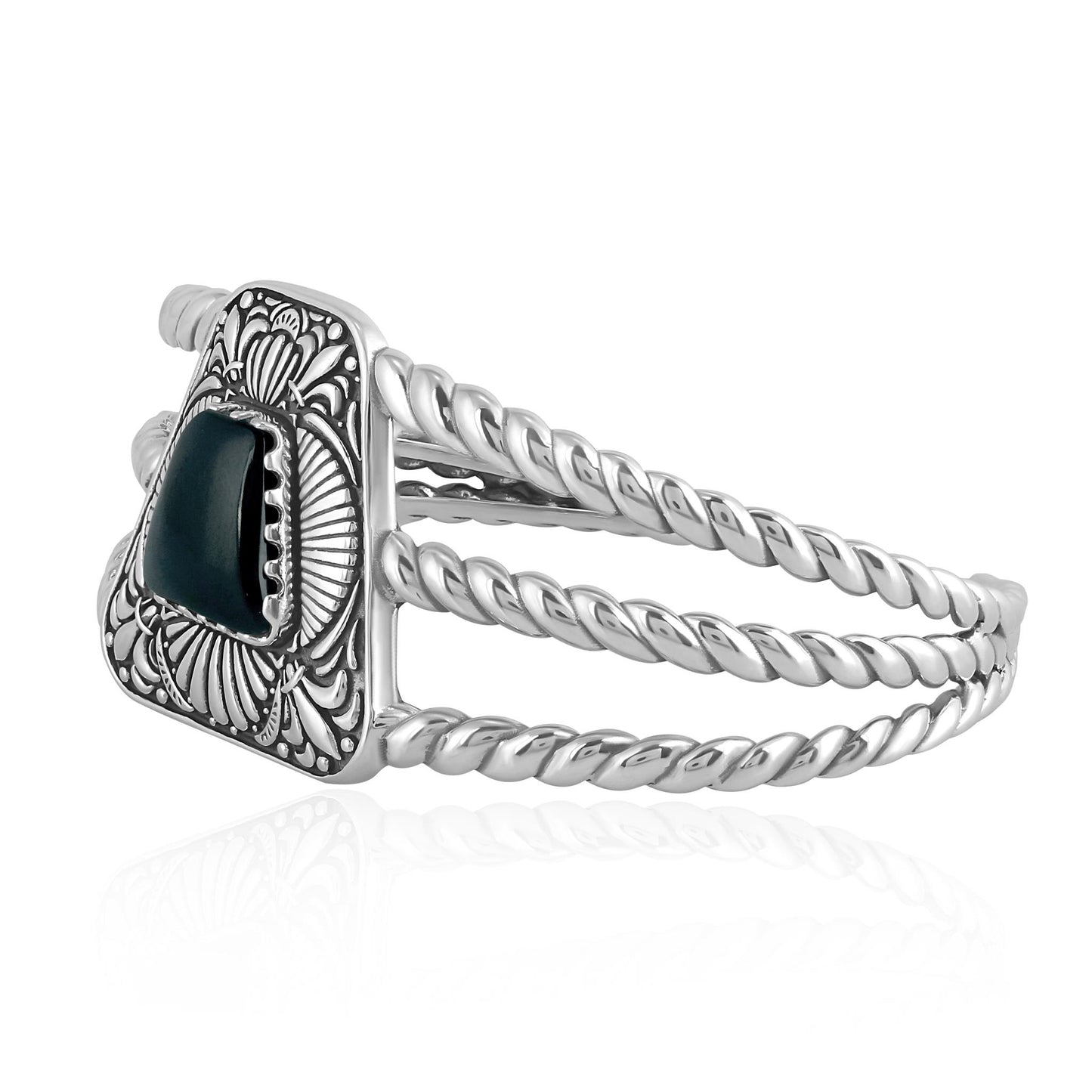 Sterling Silver Black Onyx Trapezoid Cuff Bracelet