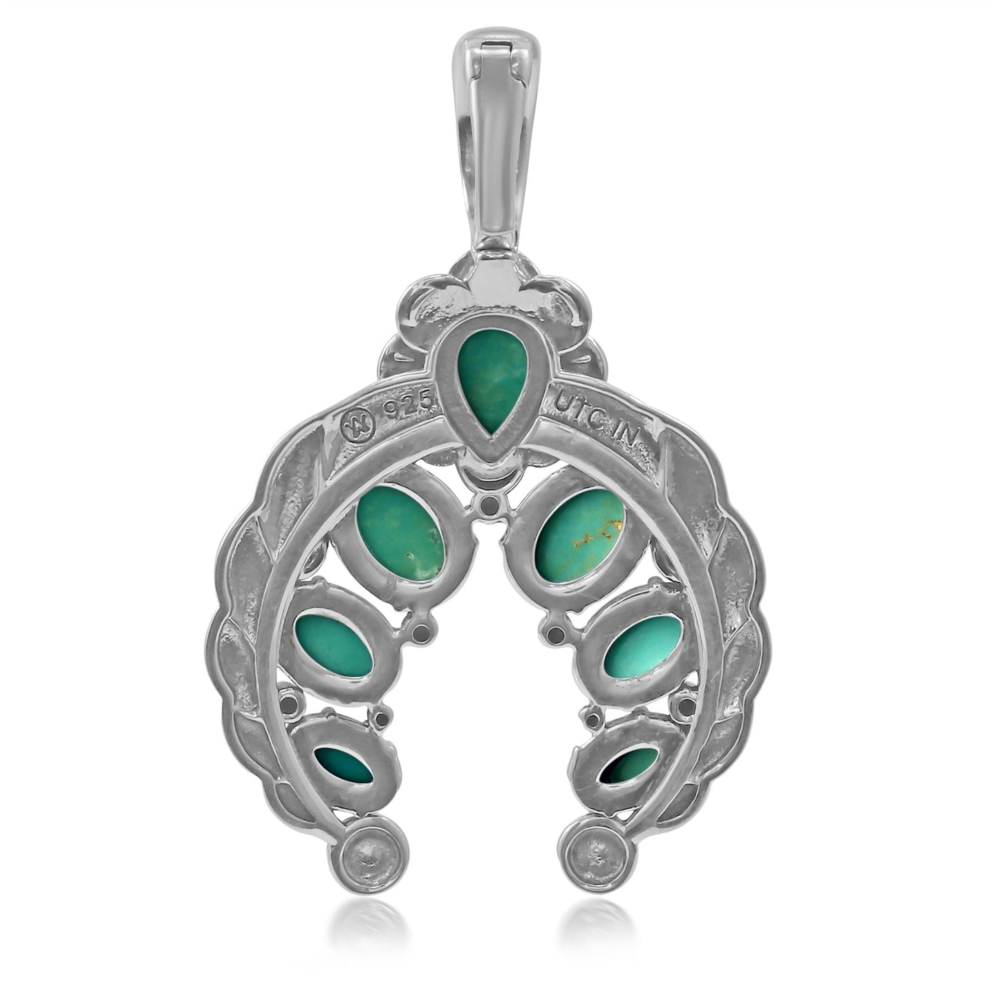 Sterling Silver Green Turquoise Twisted Rope Naja Pendant Enhancer