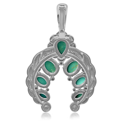 Sterling Silver Green Turquoise Twisted Rope Naja Pendant Enhancer