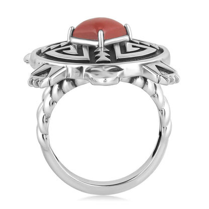 Sterling Silver Red Jasper Fritz Casuse Split Shank Turtle Ring