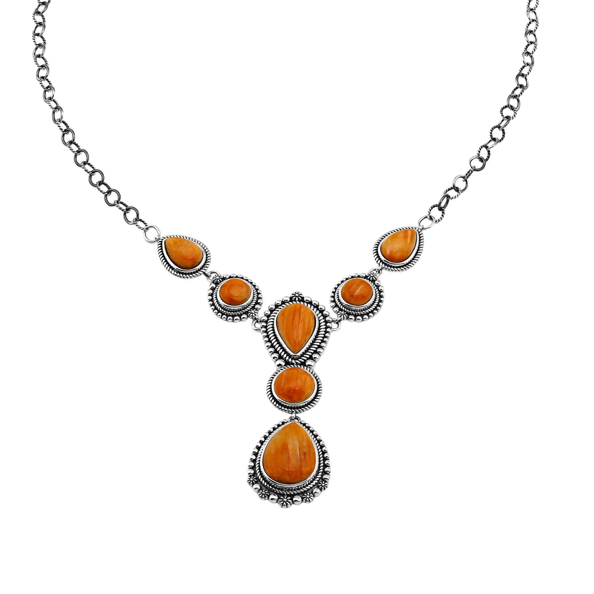 EXCLUSIVELY OURS! Sterling Silver Orange Spiny Oyster Rope and Bead Necklace
