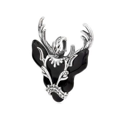 EXCLUSIVELY OURS! Sterling Silver Black Agate Deer Pendant Enhancer