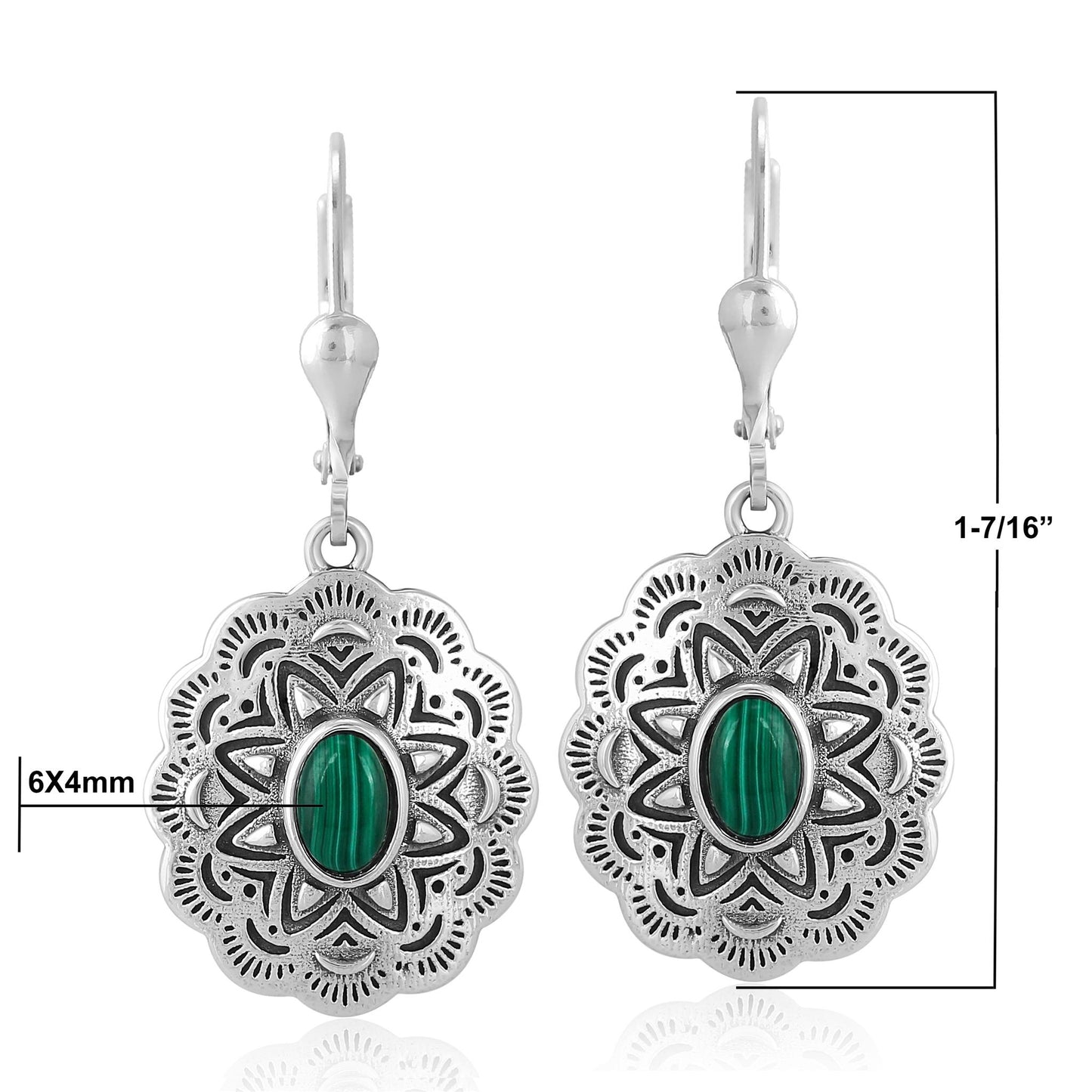 EXCLUSIVELY OURS! Sterling Silver Malachite Concha Dangle Earrings