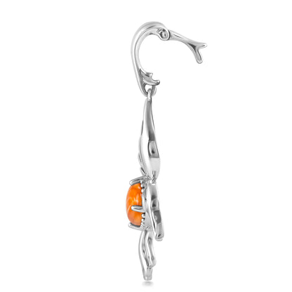 Sterling Silver Orange Spiny Oyster Hummingbird Pendant Enhancer