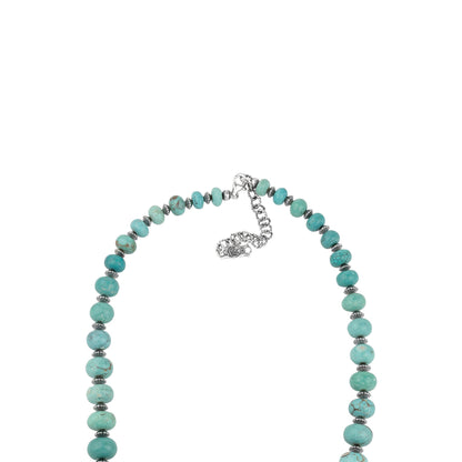 Sterling Silver Kingman Turquoise Graduated Rondelle Bead Chunky Necklace