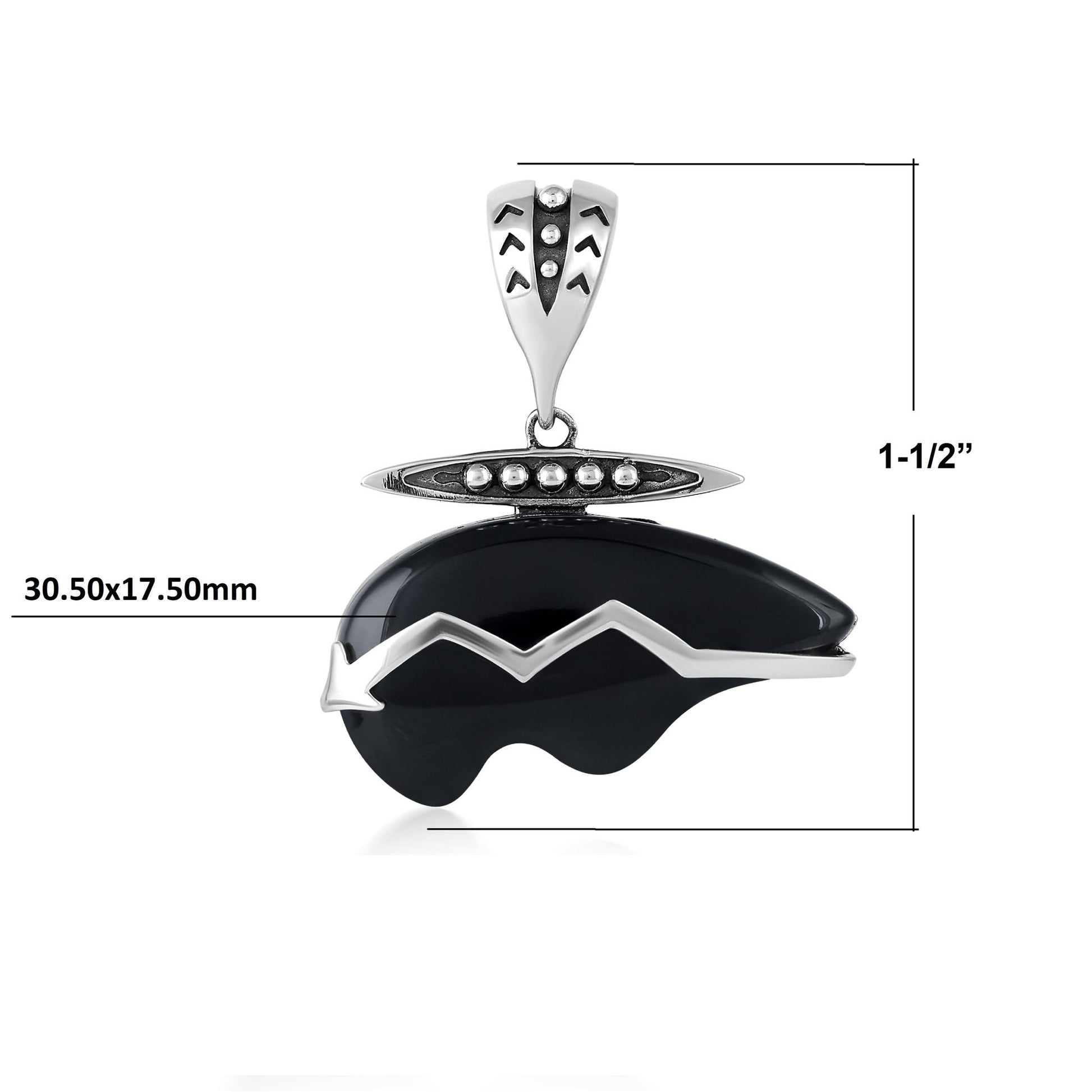 Sterling Silver Black Onyx Bear Pendant Enhancer