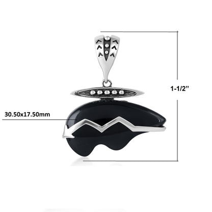 Sterling Silver Black Onyx Bear Pendant Enhancer