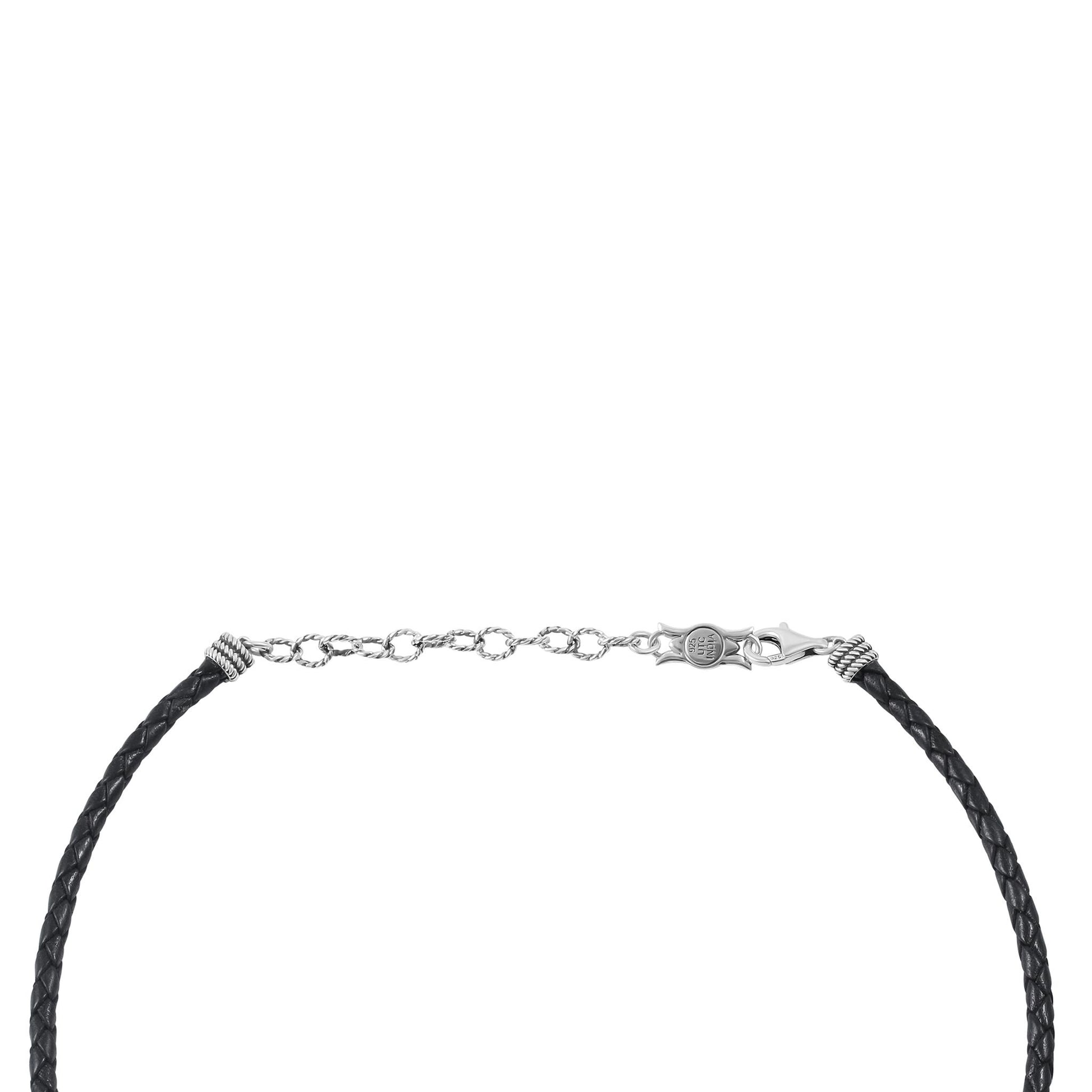 Sterling Silver and 14K Gold Black Leather 2-Tone Native Pearl Beaded Necklace