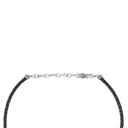 Sterling Silver and 14K Gold Black Leather 2-Tone Native Pearl Beaded Necklace