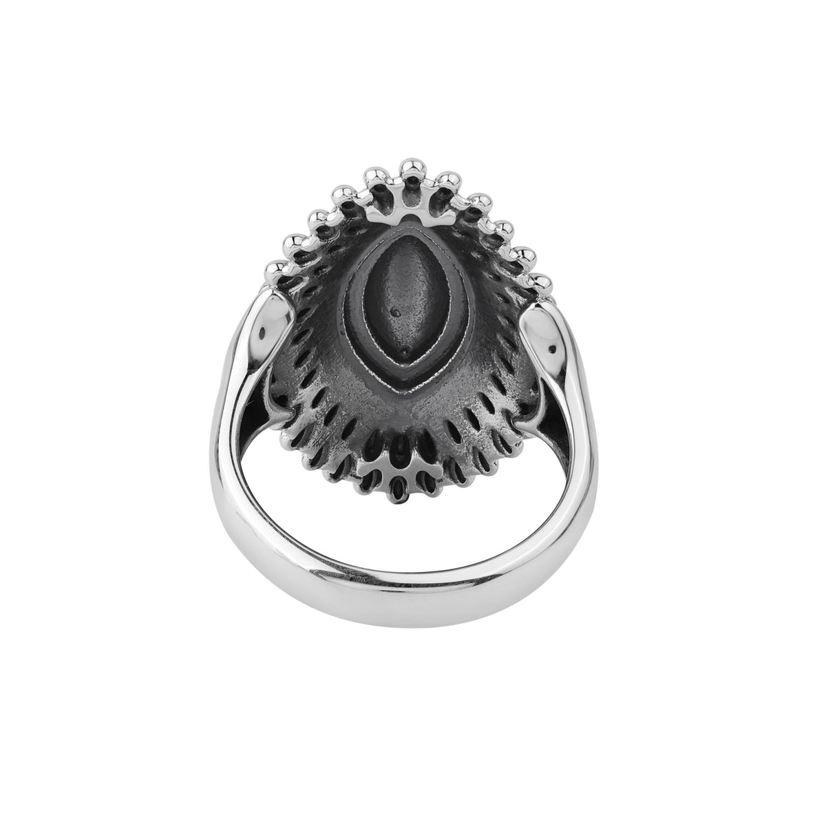 Sterling Silver Marquise Rope and Bead Ring