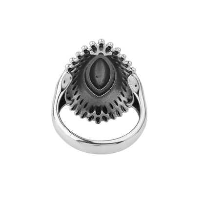 Sterling Silver Marquise Rope and Bead Ring