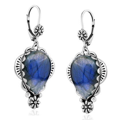 LIMITED EDITION! Sterling Silver Labradorite Pear-Cut Concha Earrings