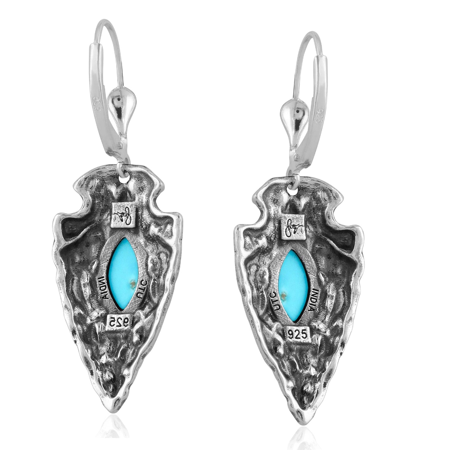 EXCLUSIVELY OURS! Sterling Silver Kingman Turquoise Fritz Casuse Arrowhead Lever Back Earrings