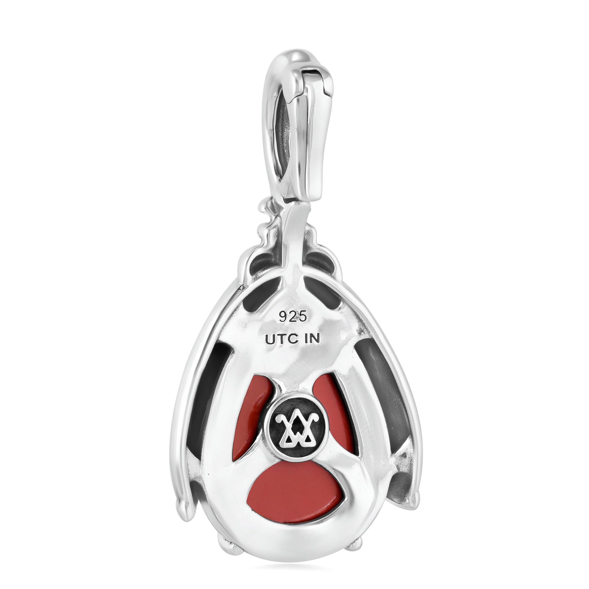 Sterling Silver Red Jasper Ladybug Pendant Enhancer