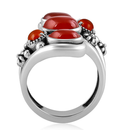 Sterling Silver Red Onyx Freeform Bypass Ring
