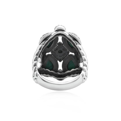 Sterling Silver Malachite 4 Pear and Round Cut Cluster Ring