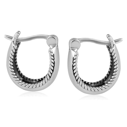 EXCLUSIVELY OURS! Sterling Silver Rope Edge Huggie Hoop Earrings