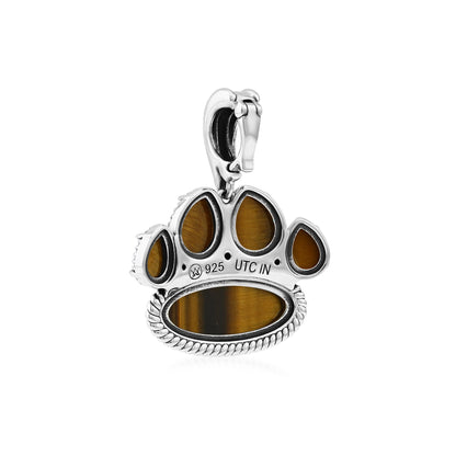 Sterling Silver Tiger's Eye Pawprint Pendant Enhancer