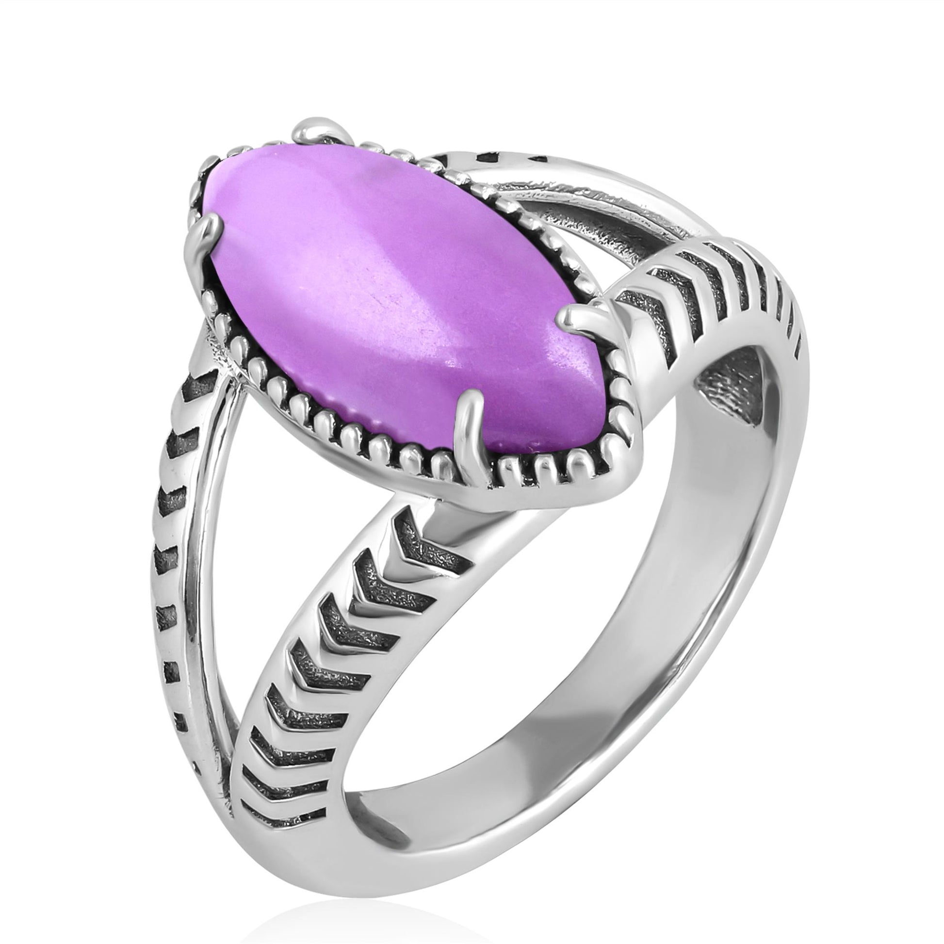 Sterling Silver Phosphosiderite Marquise Split Shank Ring