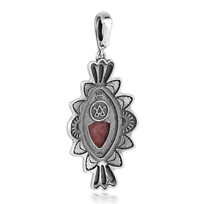  Sterling Silver Rhodonite Marquise Cut Gemstone Pendant Enhancer