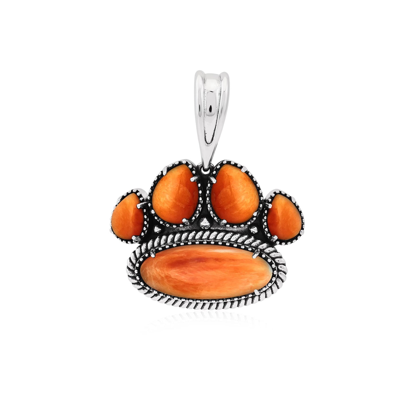 EXCLUSIVELY OURS! Sterling Silver Orange Spiny Oyster Pawprint Pendant Enhancer
