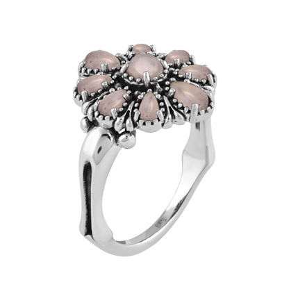  Sterling Silver White Mother of Pearl Flower Cluster Ring