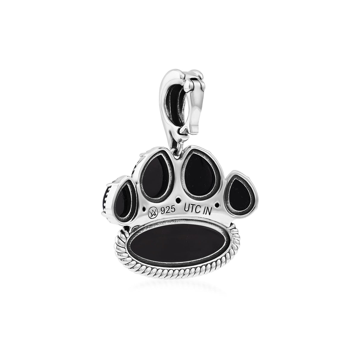 Sterling Silver Black Onyx Pawprint Pendant Enhancer