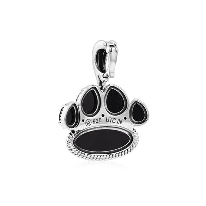 Sterling Silver Black Onyx Pawprint Pendant Enhancer