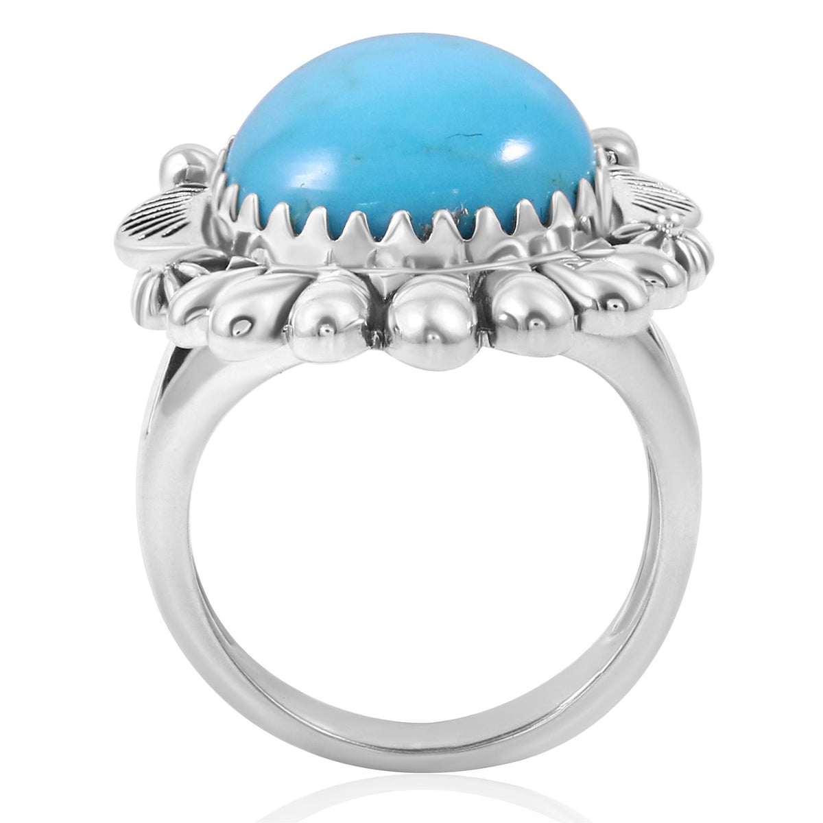 Sterling Silver Kingman Turquoise Pear Cut Ring, Sizes 5 to 11