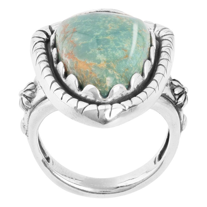 Sterling Silver Green Turquoise Arrowhead Gemstone Ring Size 5 to 10