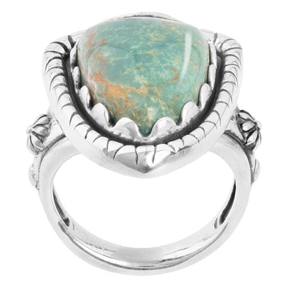 Sterling Silver Green Turquoise Arrowhead Gemstone Ring Size 5 to 10