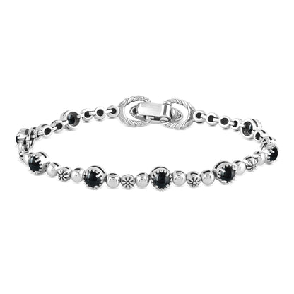 EXCLUSIVELY OURS! Sterling Silver Black Onyx Round Beaded Bracelet, Sizes Small to Large