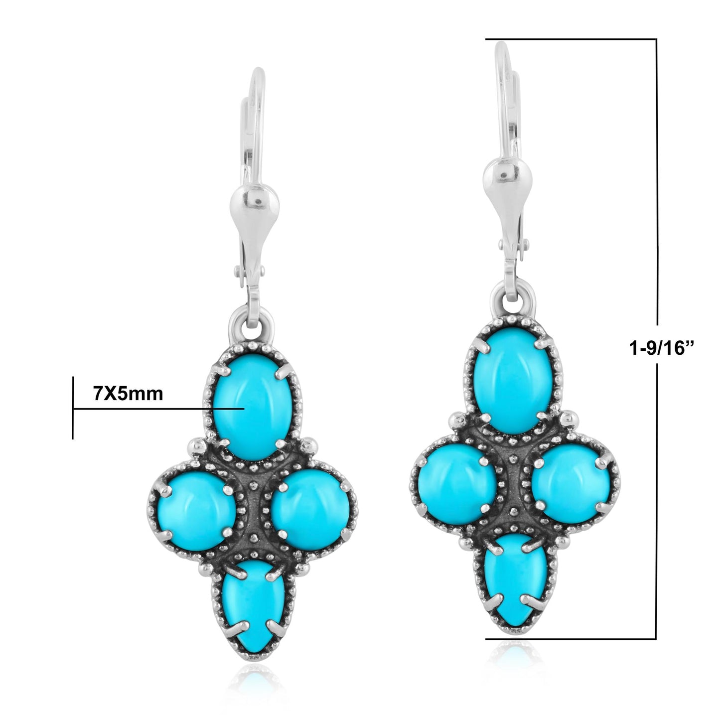 EXCLUSIVELY OURS! Sterling Silver Sleeping Beauty Turquoise Lever Back Dangle Earrings