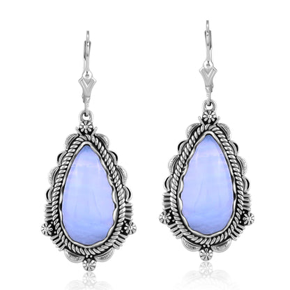 EXCLUSIVELY OURS! Sterling Silver Blue Lace Agate Pear-Shaped Dangle Earrings