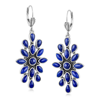 EXCLUSIVELY OURS! Sterling Silver Lapis Cluster Dangle Earrings