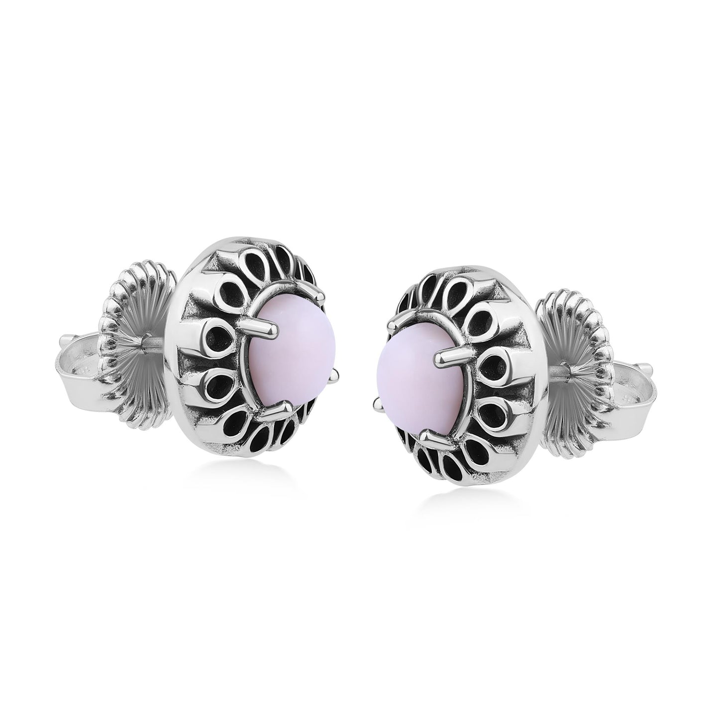 EXCLUSIVELY OURS! Sterling Silver Pink Opal Sunburst Stud Earrings