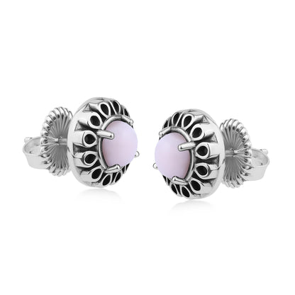 EXCLUSIVELY OURS! Sterling Silver Pink Opal Sunburst Stud Earrings