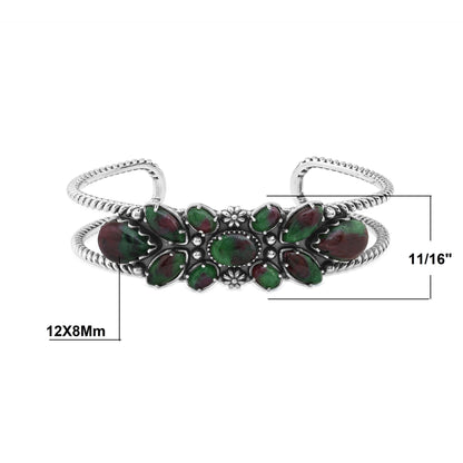 EXCLUSIVELY OURS! Sterling Silver Ruby Zoisite Cluster Cuff Bracelet