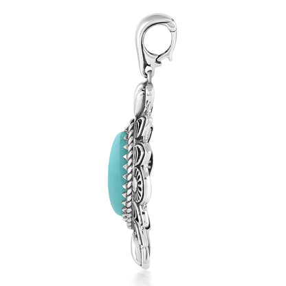  Sterling Silver Sleeping Beauty Turquoise Marquise Cut Gemstone Pendant Enhancer