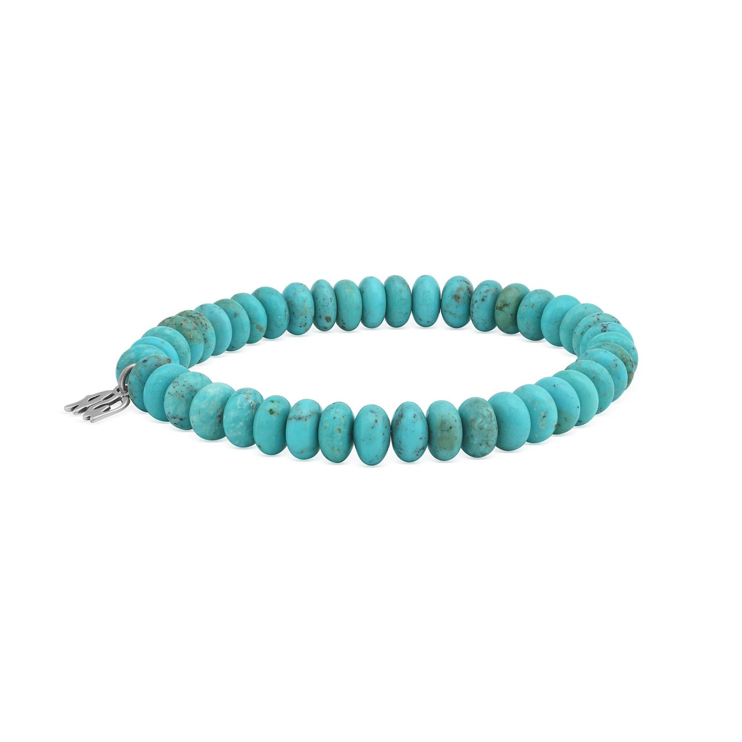 Sterling Silver Kingman Turquoise Bead Stretch Bracelet