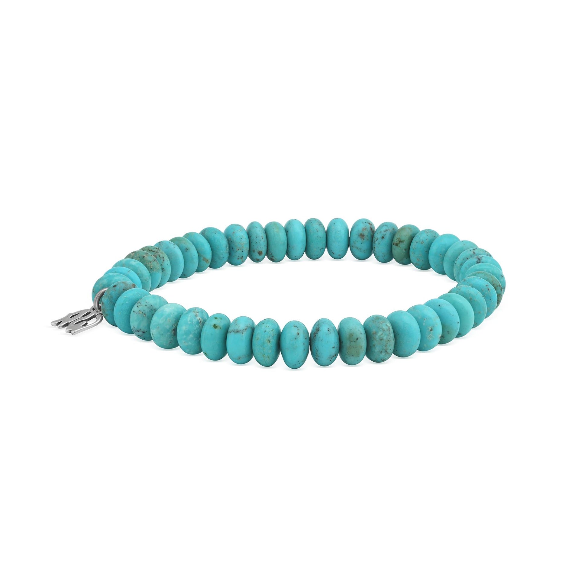 Sterling Silver Kingman Turquoise Bead Stretch Bracelet