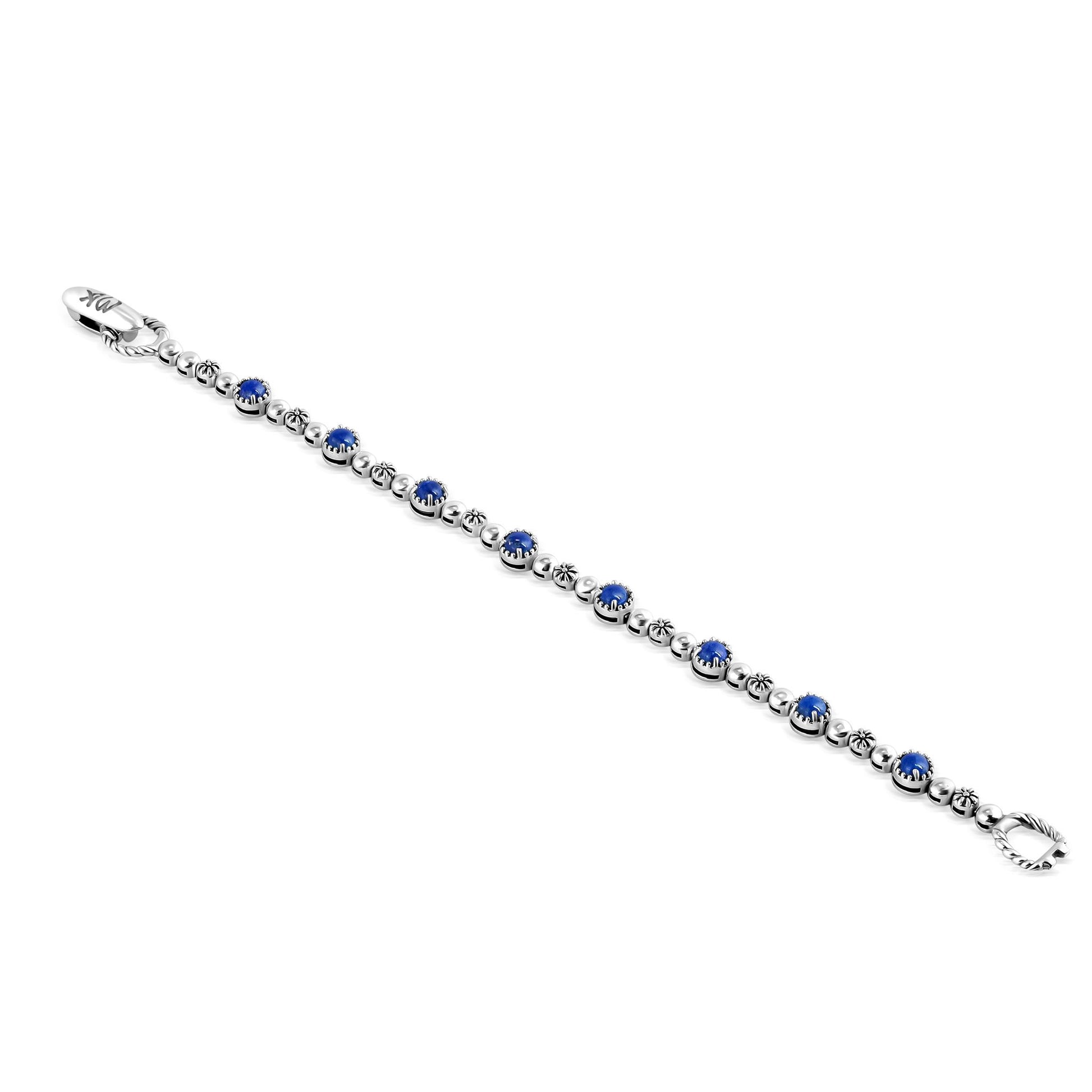 EXCLUSIVELY OURS! Sterling Silver Lapis Round Beaded Bracelet