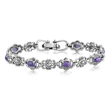 EXCLUSIVELY OURS! Sterling Silver Charoite Concha Link Bracelet, Sizes Small to Large