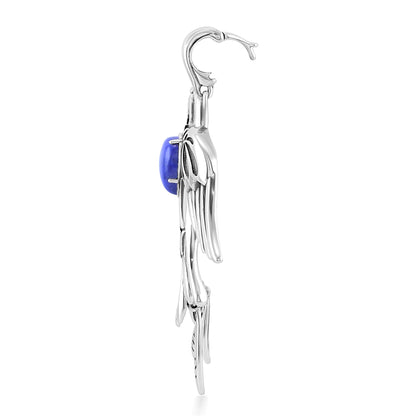 EXCLUSIVELY OURS! Sterling Silver Lapis Pinyon Jay Bird Pendant Enhancer