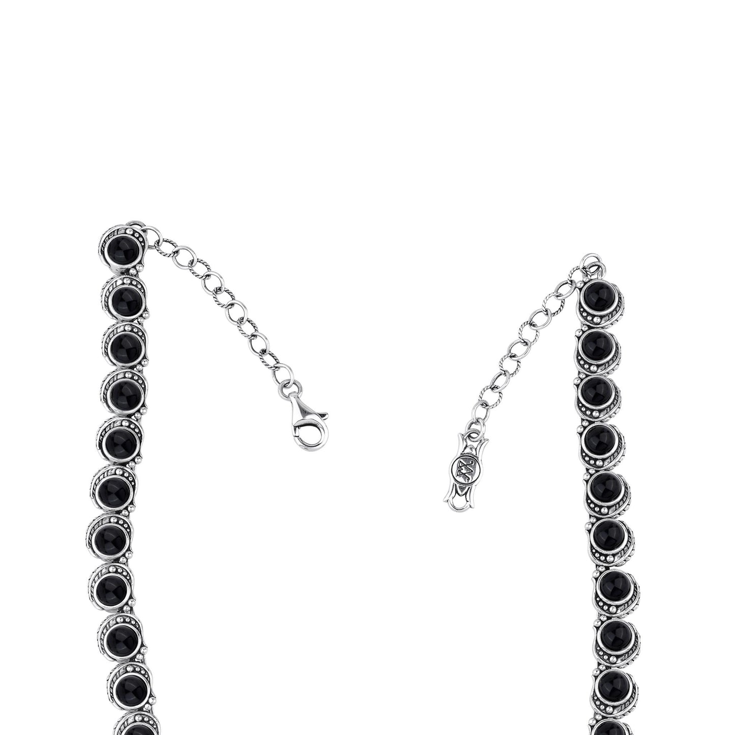 LIMITED EDITION! Sterling Silver Black Onyx Round Cabochon Necklace, 20 Inches