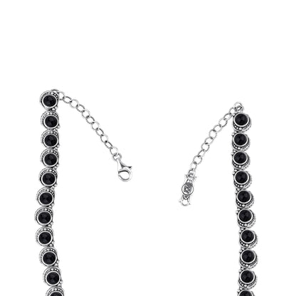LIMITED EDITION! Sterling Silver Black Onyx Round Cabochon Necklace, 20 Inches