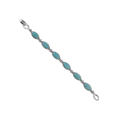 Sterling Silver Amazonite Marquise Cut Link Bracelet