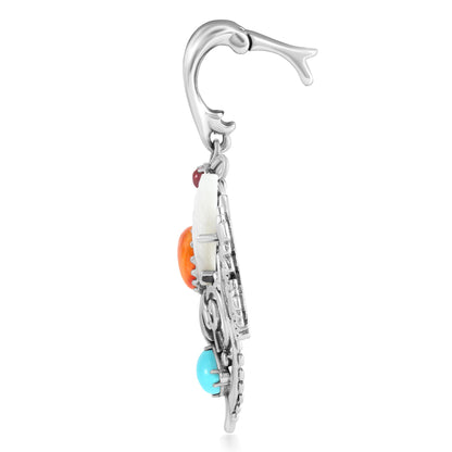 EXCLUSIVELY OURS! Sterling Silver Multi-Gemstone Cabochon Fritz Casuse Hummingbird Pendant Enhancer